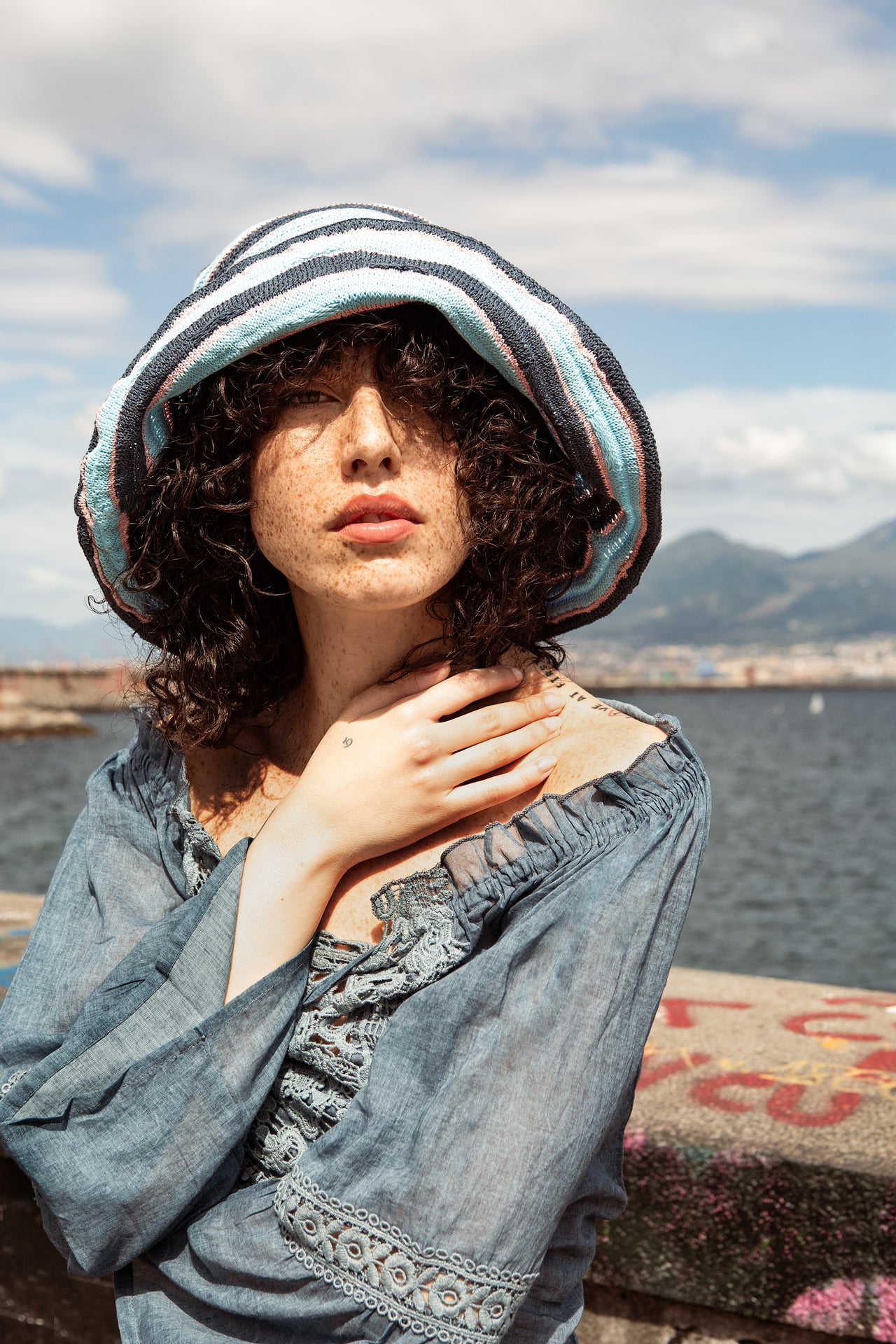 Moule crocheted hat blue